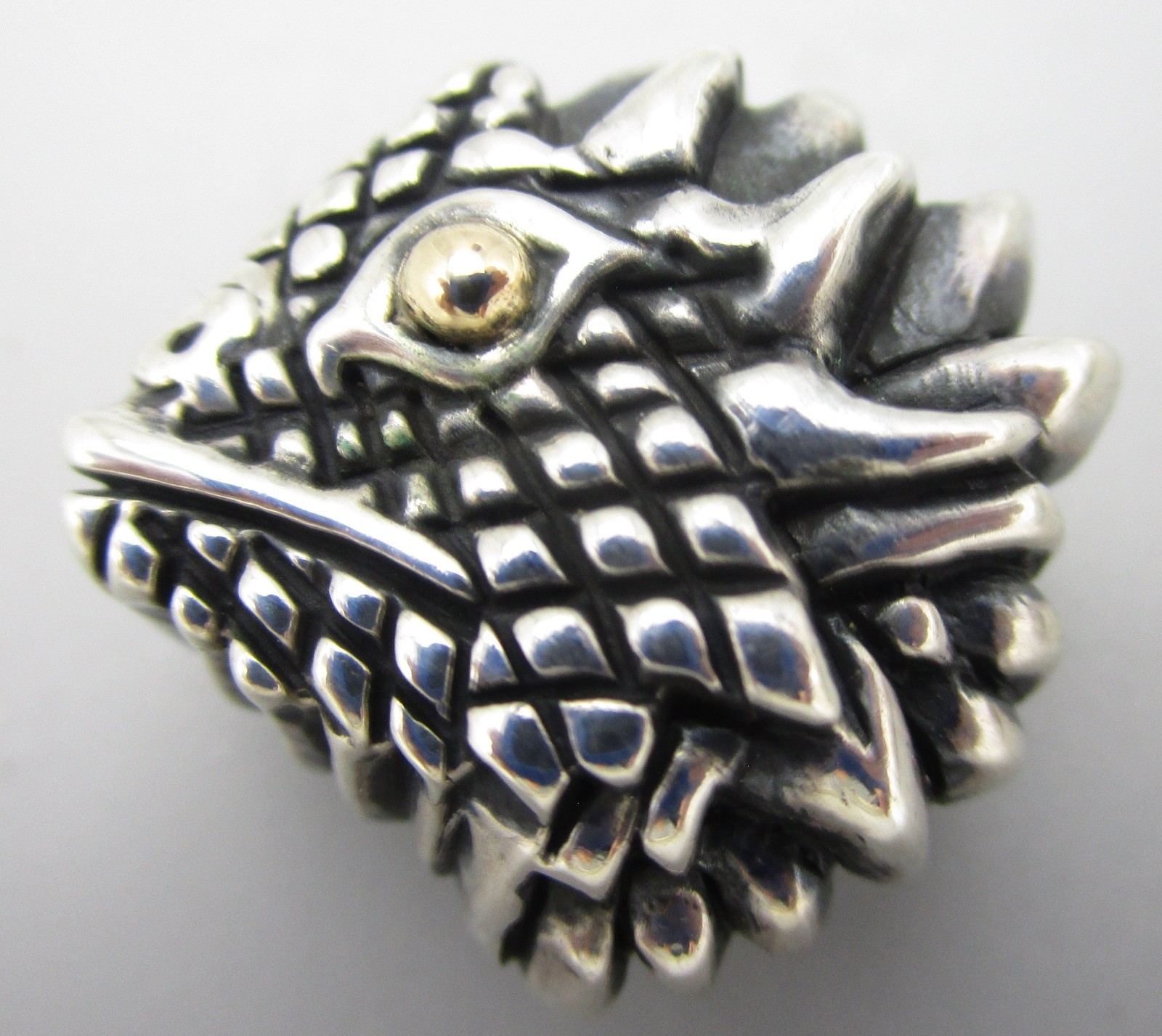 UNIQUE DIAN MALOUF STERLING SILVER 14K IGUANA LIZARD HEAD CLIP ON EARRINGS 24G