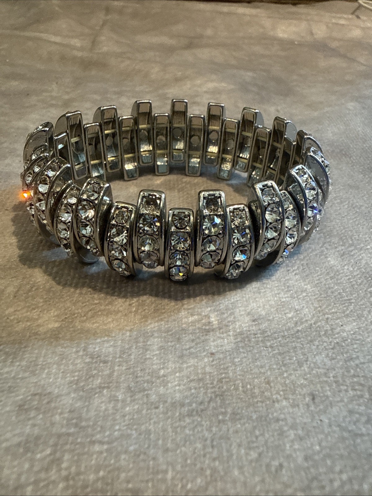 Vintage Tension Set Rhinestone Expanding Unique Bracelet