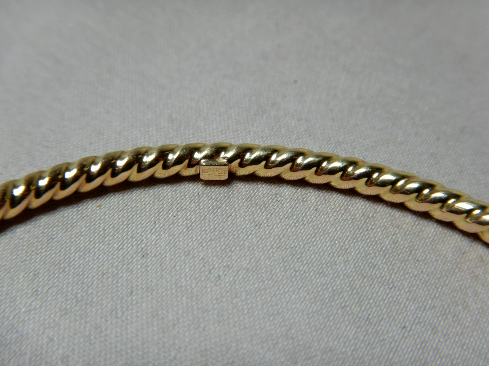 Vintage Italian 9ct Gold Over Sterling Silver Twist Bangle 66mm Interior 4245