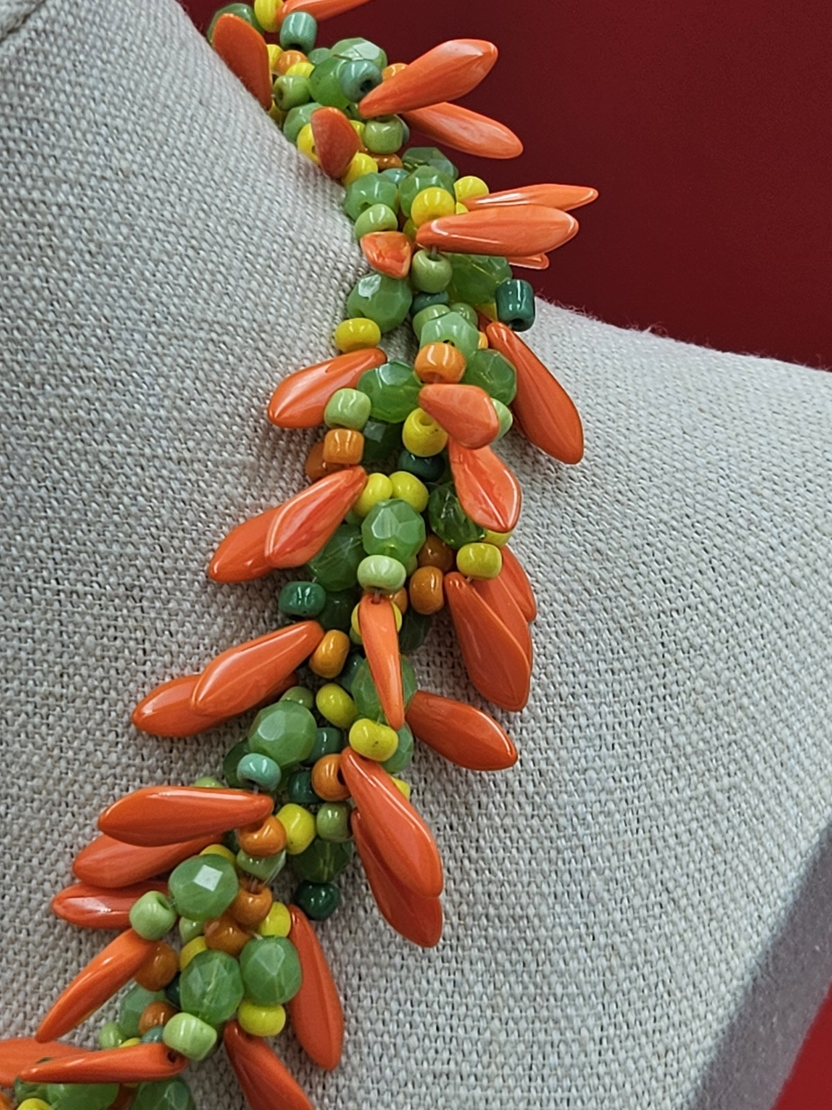 Vintage Colorful Glass Beaded Tutti Frutti Necklace Corn Carrots Peas