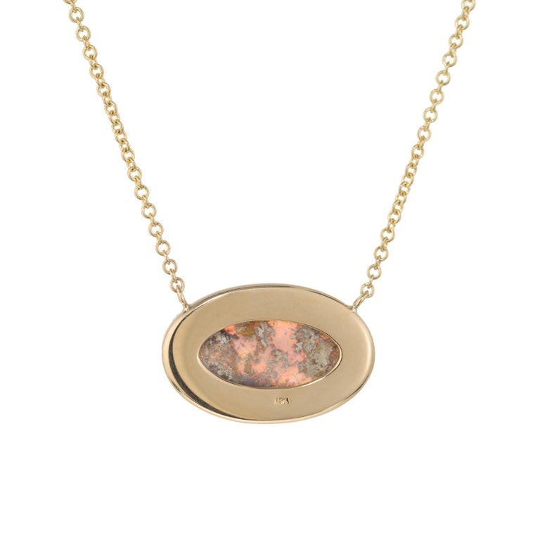 Peter Suchy 1.53 Carat Opal Diamond Ruby Sapphire Yellow Gold Pendant Necklace