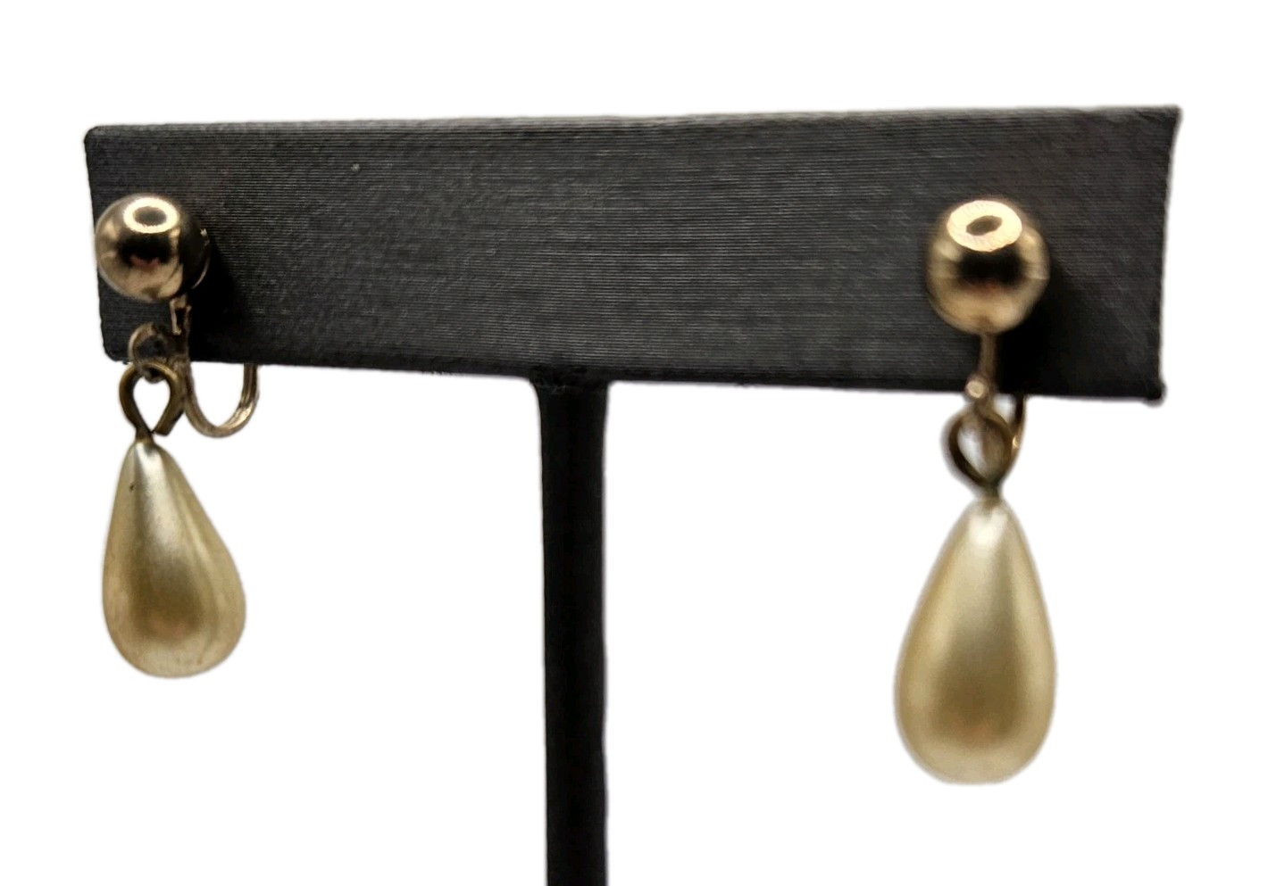 Vintage Faux Pearl Earrings Dangle Tension Back