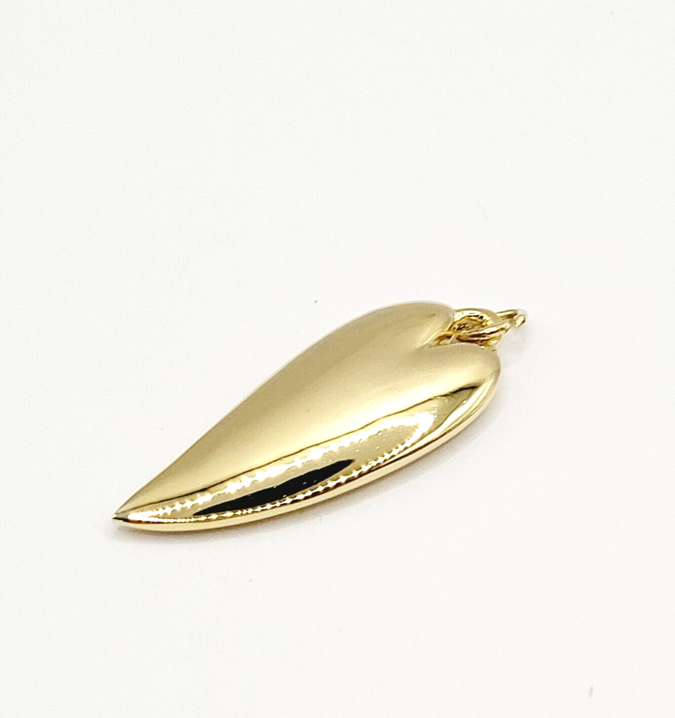Modernist Heart Slim Curved Elongated Shape Light Puff Gold Tone Vintage Pendant