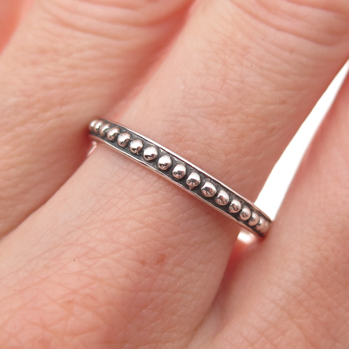 Silpada & Shube Sterling Silver Vintage Rosary Dots Beaded Band Ring Size 9.25