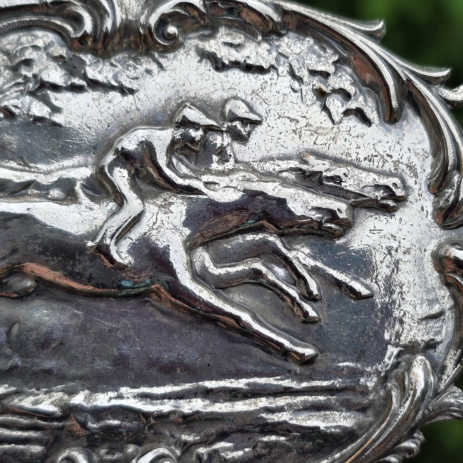 Large Statement Piece Vintage Silver Brooch Horse Derby Race Equestrian Kentucky