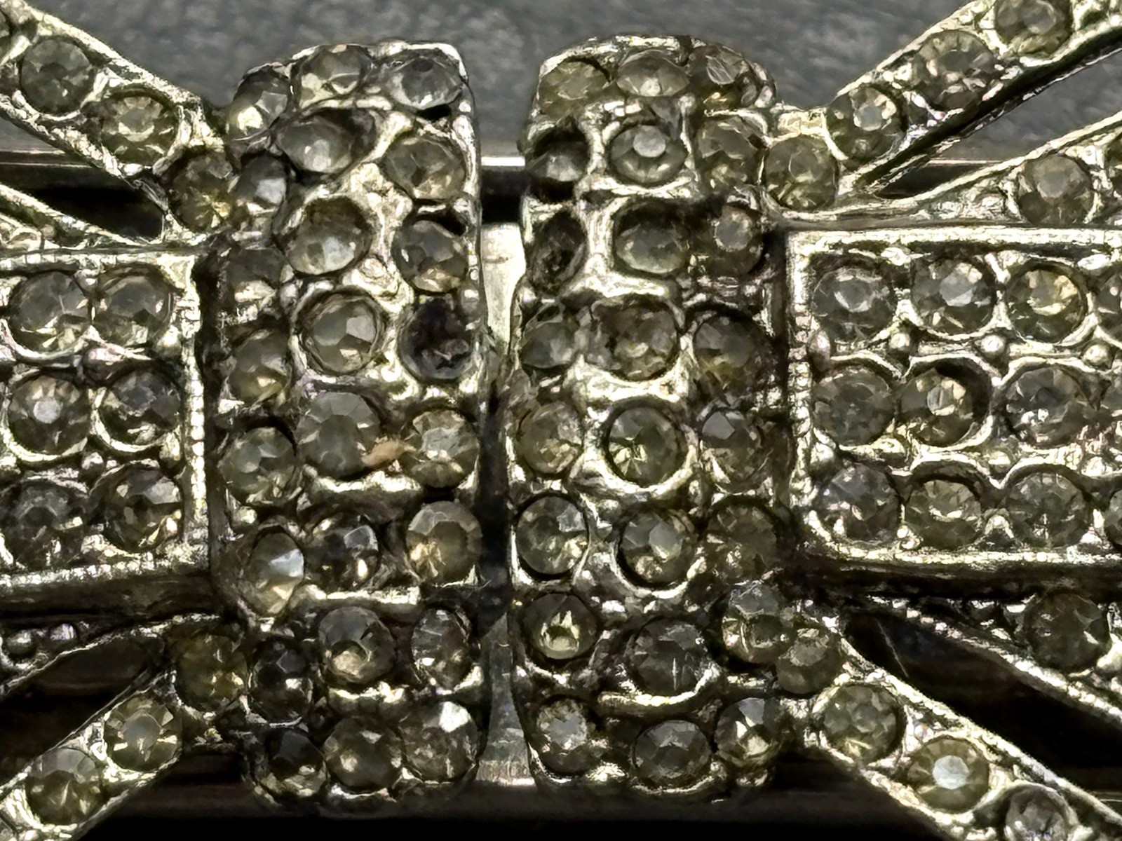 Vintage Art Deco Bow Rhinestone Duette Brooch Pin Convertible Dress Clips READ