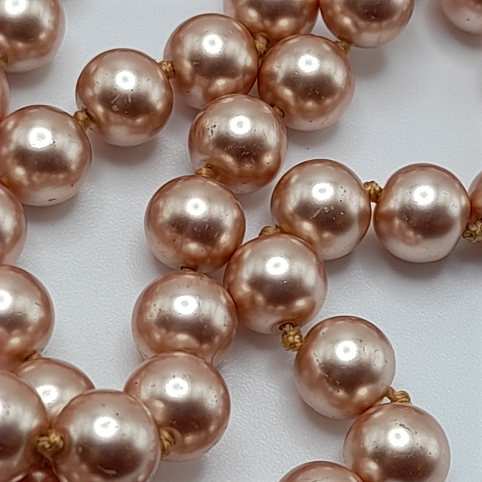 Vintage Faux Pearl Long Necklace, No Clasp, 58 Inches, Hand-knotted