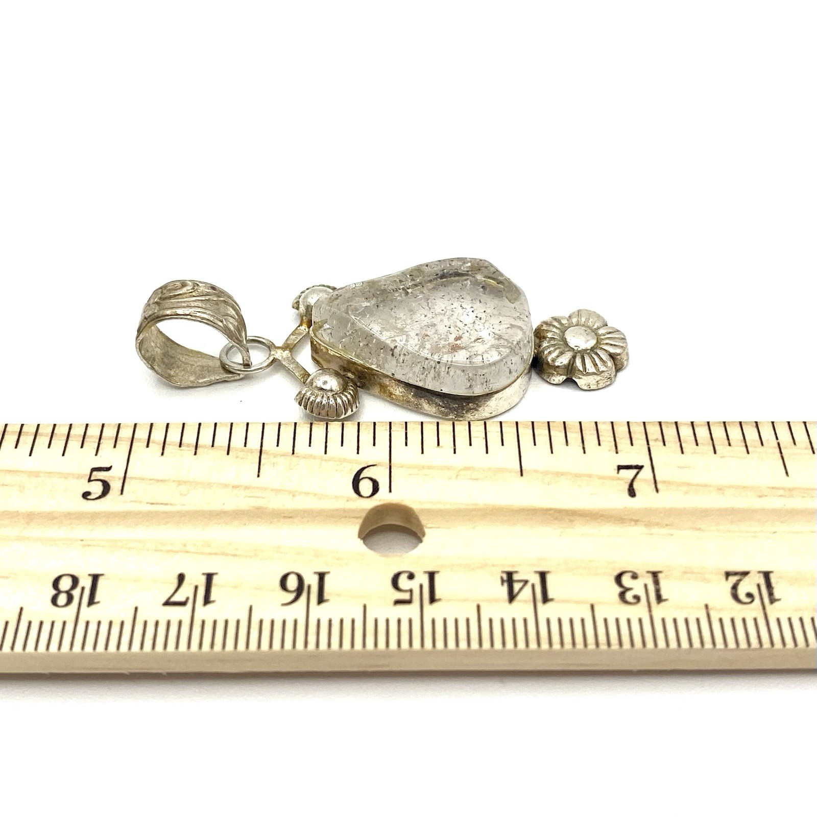 Vintage Artisan Organic Crystal Quartz Rock Stone Pendant Modernist Brutalist