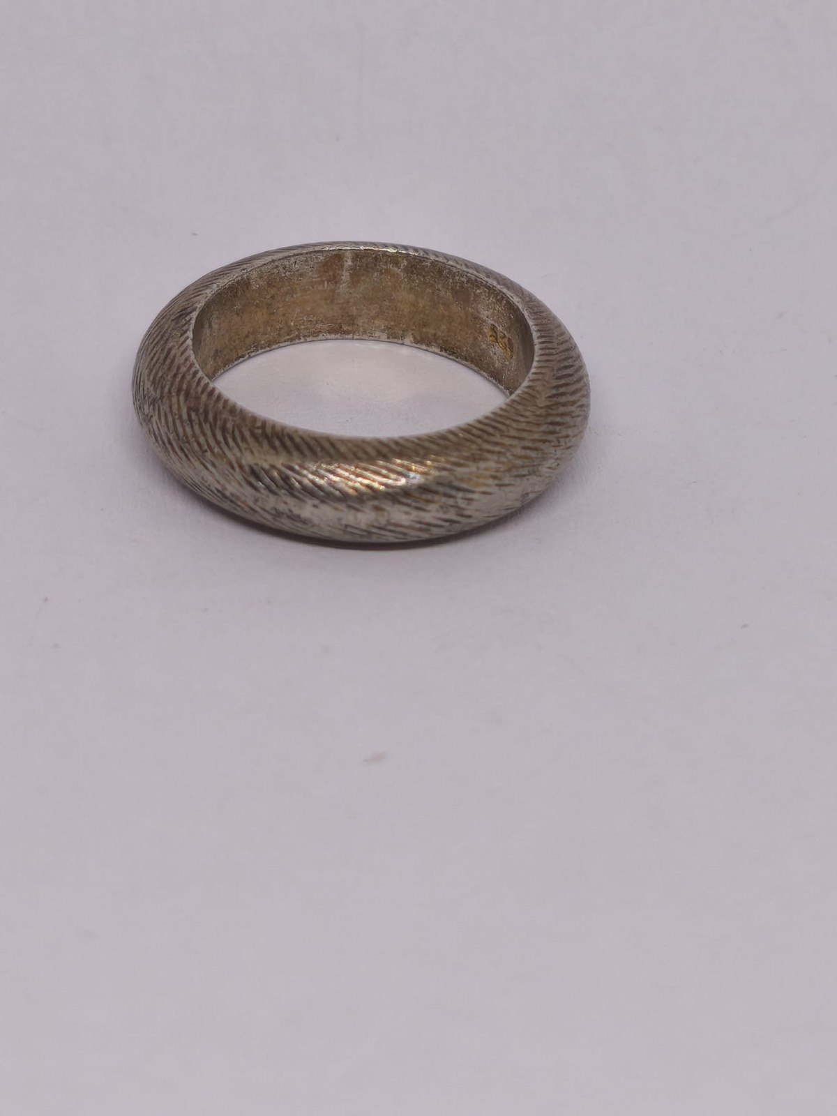 Vintage Sterling Silver 925 Wide Domed Band Ring Textured Unisex Statement Ring