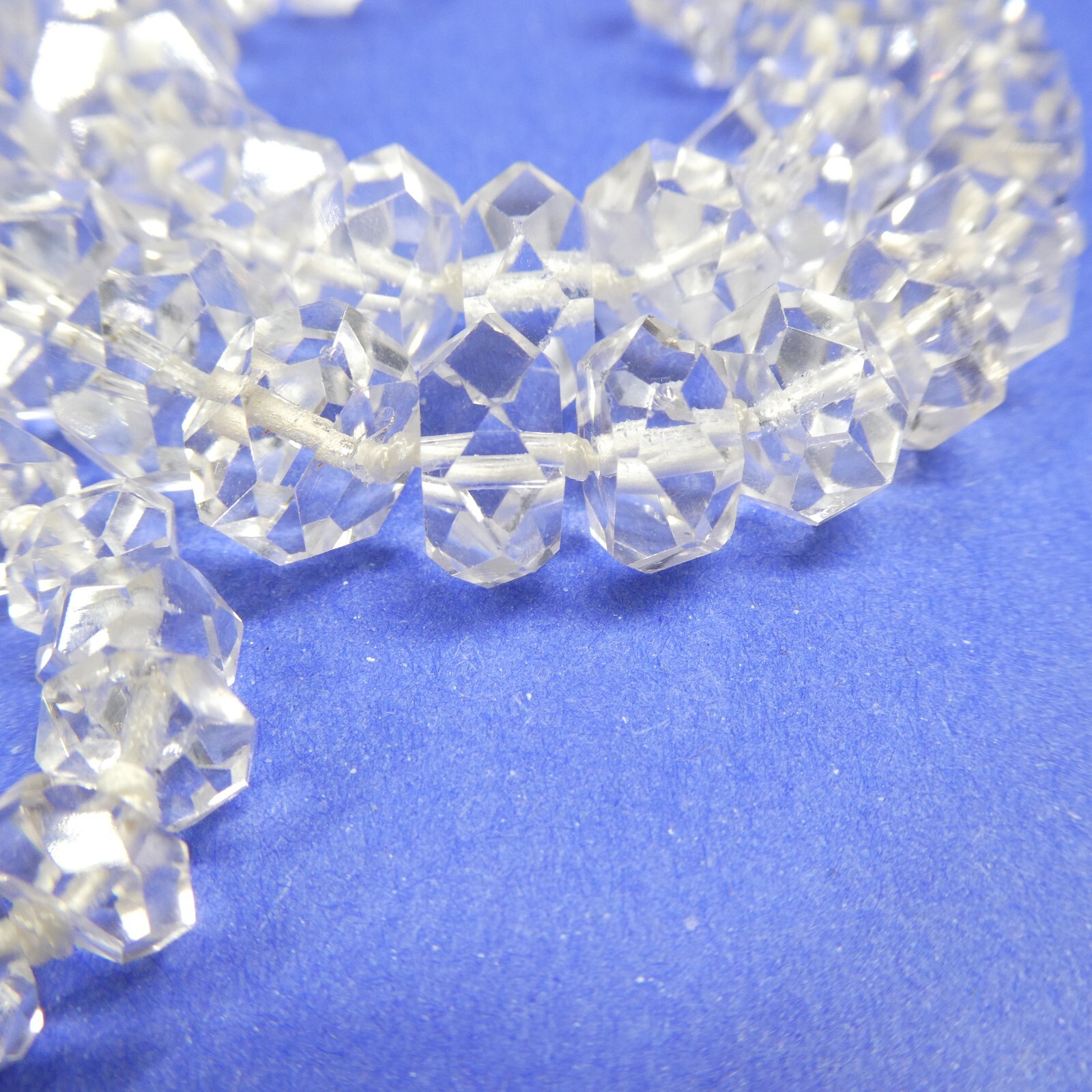 Faceted Crystal Necklace Vintage Graduated Clear 37″ Long Heavy 139g Estate