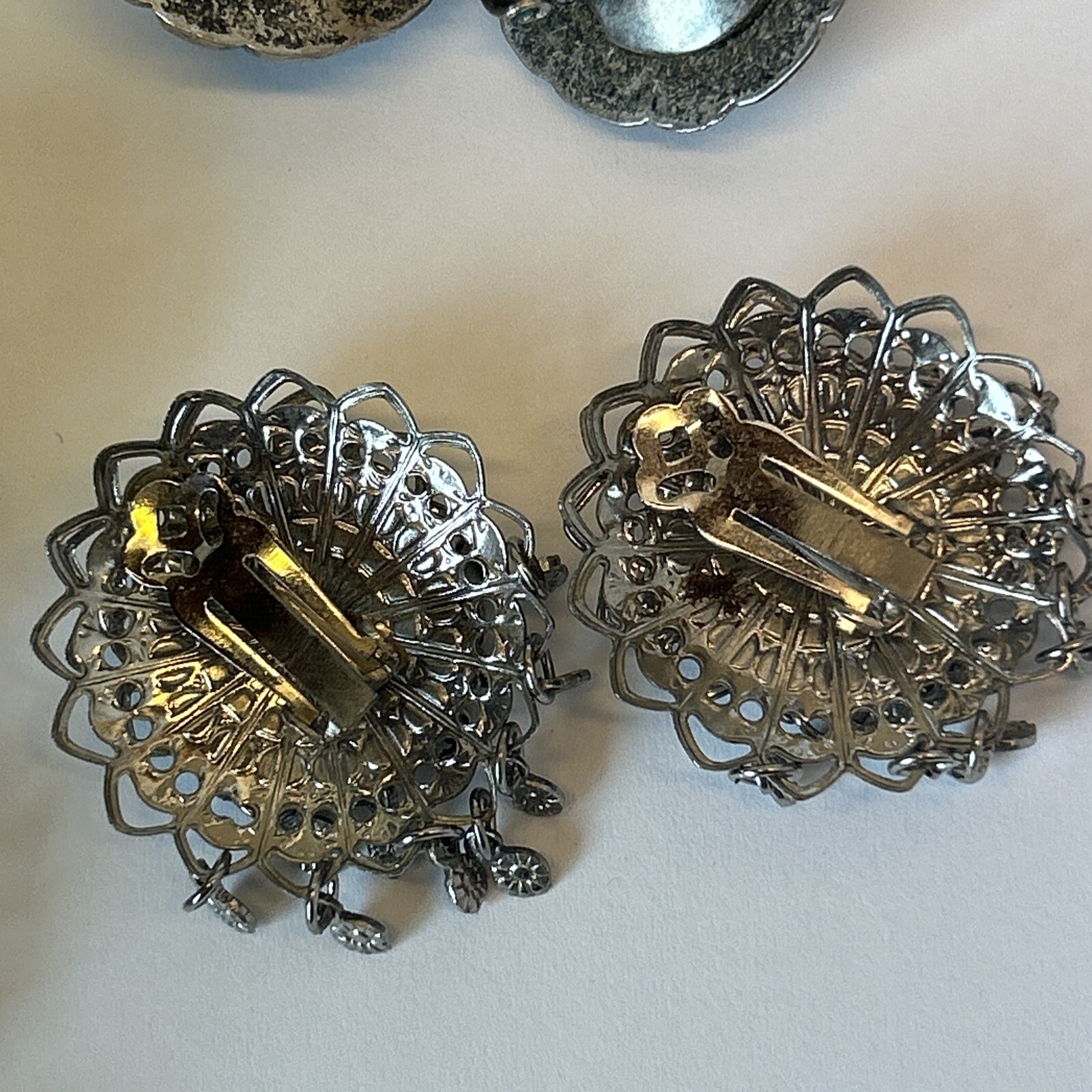 Faux Turquoise Bracelet 2 Earrings Silver Tone Southwestern Boho Tribal Filigree