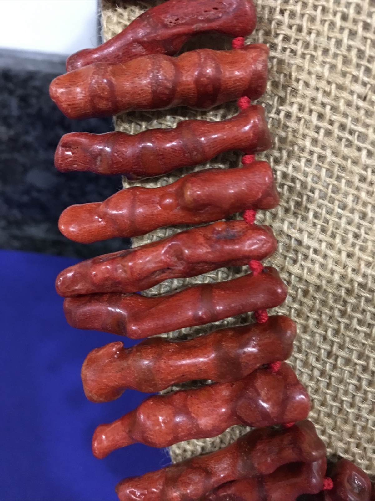 VINTAGE REAL GENUINE RED BRANCH CORAL CHUNKY NECKLACE STERLING CLASP& CHAIN 200g