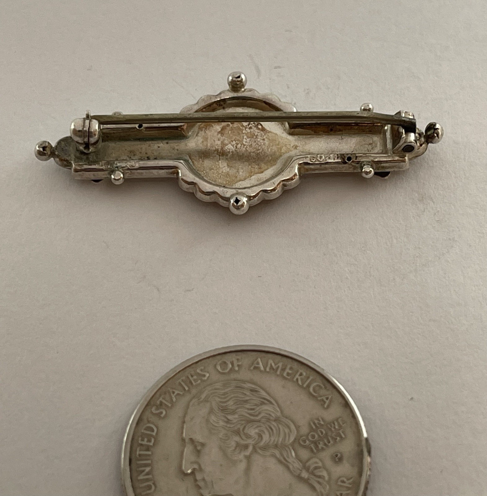 Victorian Double Hearts Sweetheart Bar Brooch Sterling Rose Gold Hallmarked
