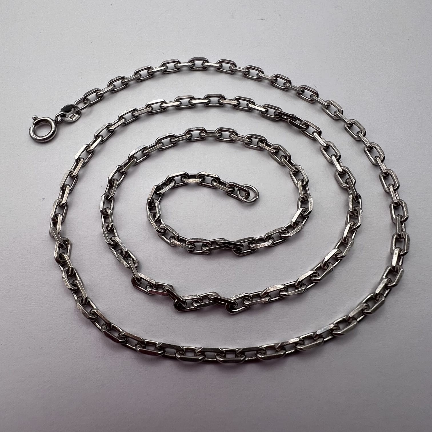 Vintage 925 Sterling Silver Chain Necklace Solid Link Design Mraked 10.4g