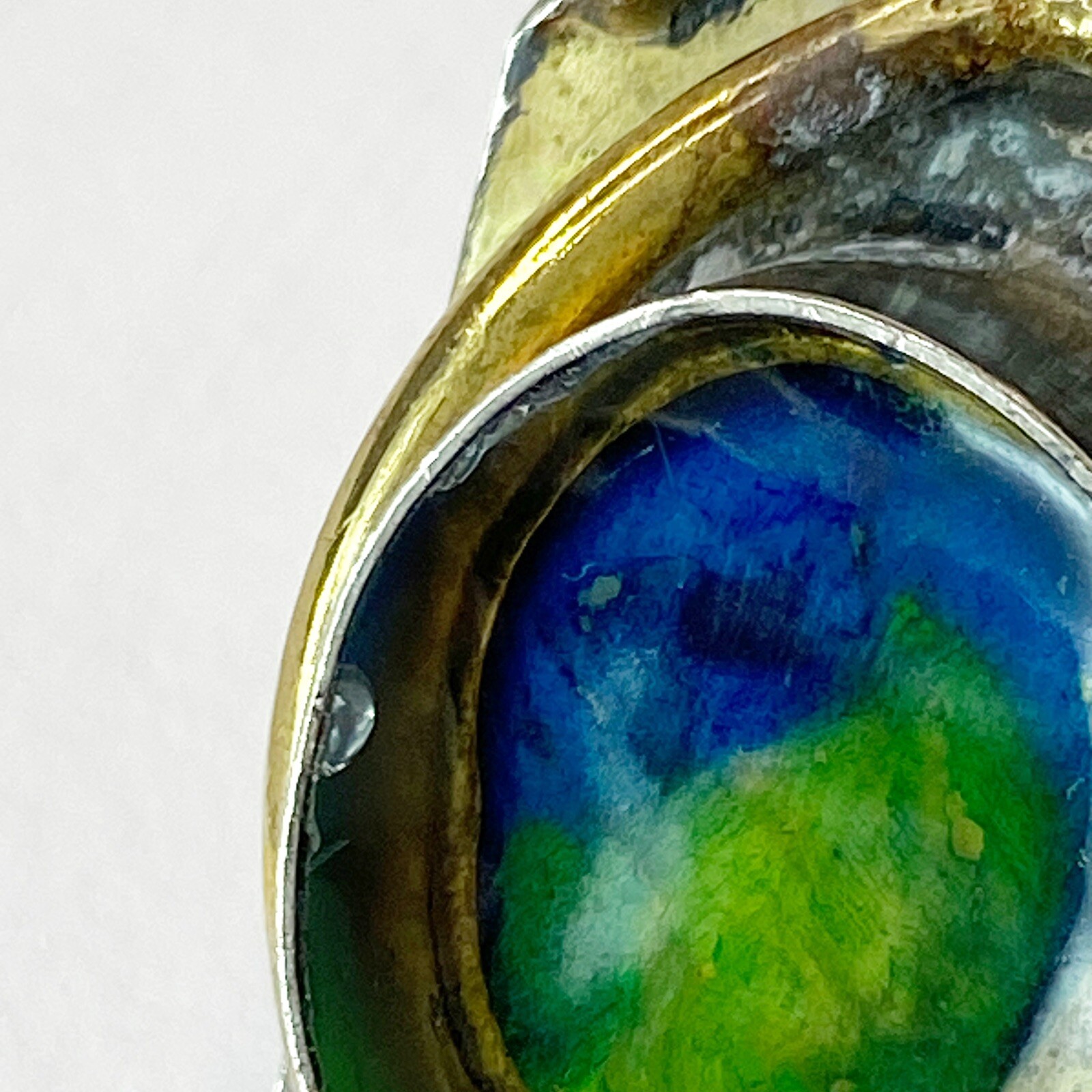 Latappy French Vintage Brutalist Adjustable Statement Ring Resin Mixed Metal HTF