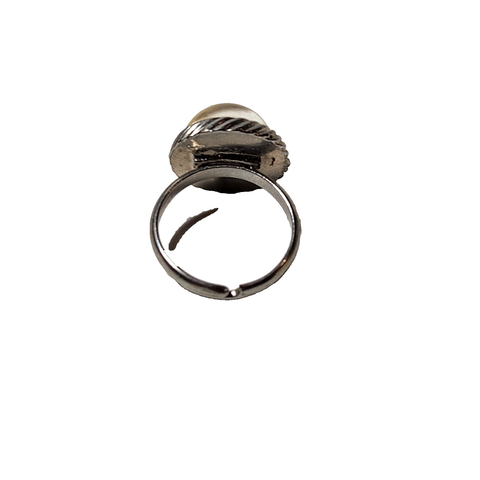 VTG Moon Stone Cabochon Ring Size 5.5 Expanding Translucent Sparkle Silver Tone