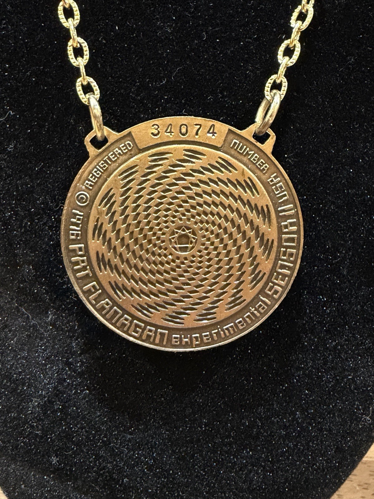 Vtg 1976 Pat Flanagan Sensor Medallion II Necklace HSN Experimental Hieroglyphic