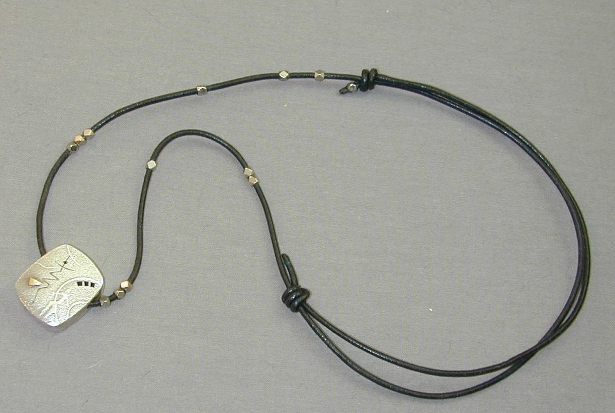 Modernist Tami Dean Sterling 18K Necklace Adjustable Length Person In Shadow