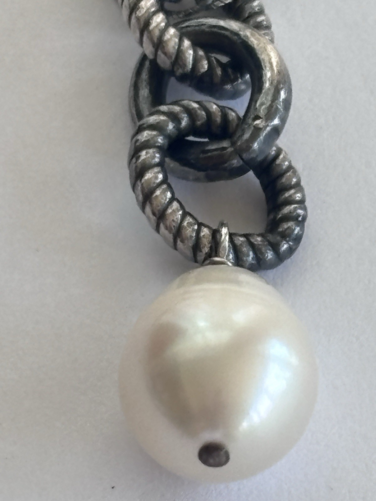 Silpada 925 Sterling Silver Chain Freshwater Pearl Chain link Necklace 18”