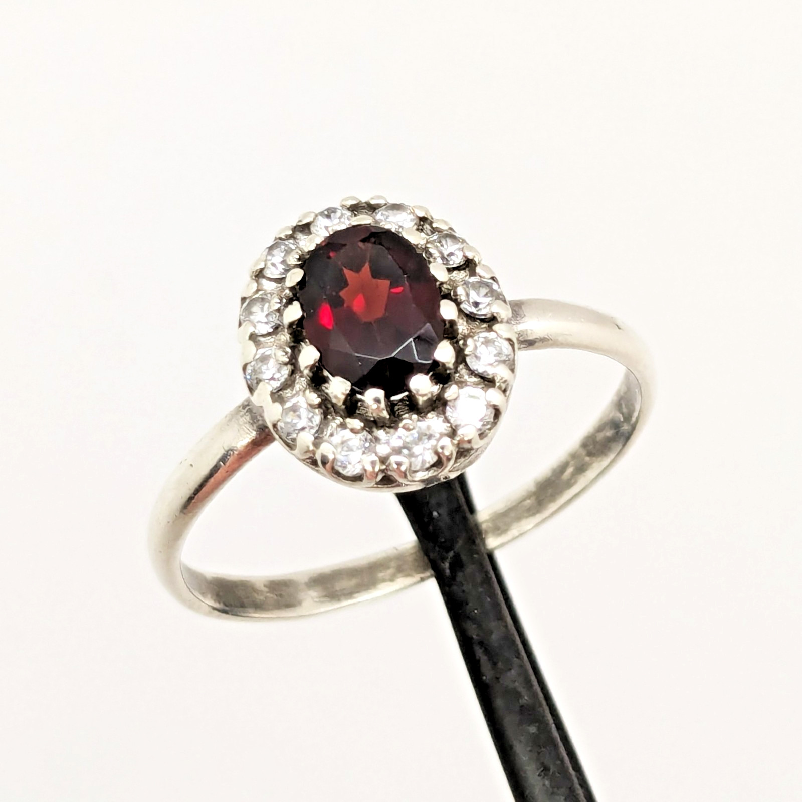 Vintage Luxury RING Silver 925 with Big Bright Garnet -size: 10US (17.5mm)| #71