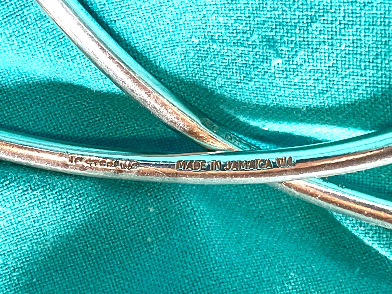 Vtg PAIR FIST 53g Sterling Silver AC Jamaica West Indian Caribbean Bangles