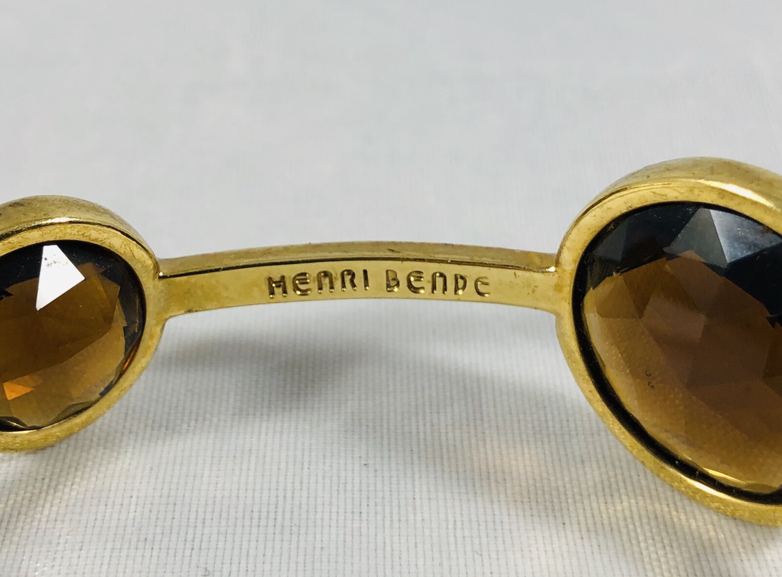 Vintage Henri Bendell Bangle Bracelet Goldtone Faceted Glass