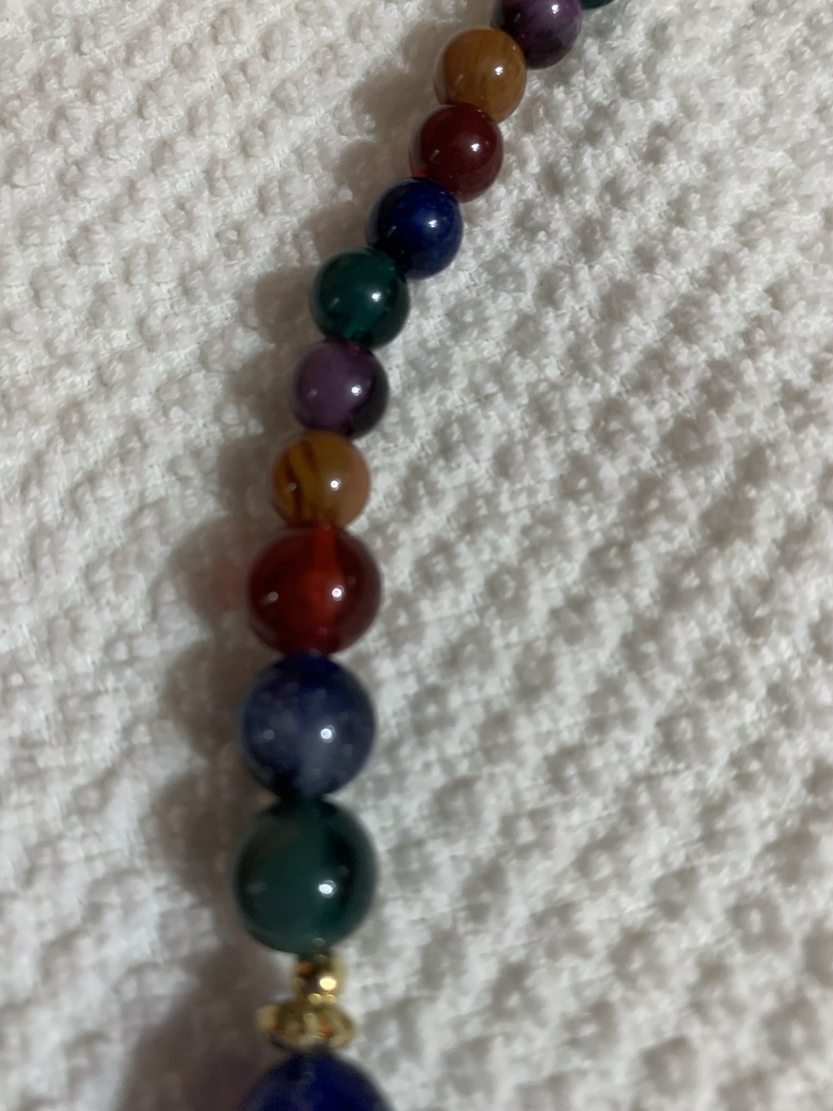 VTG Colorful Faux Stone Beaded Necklace with Gold Spacers Fall Colors