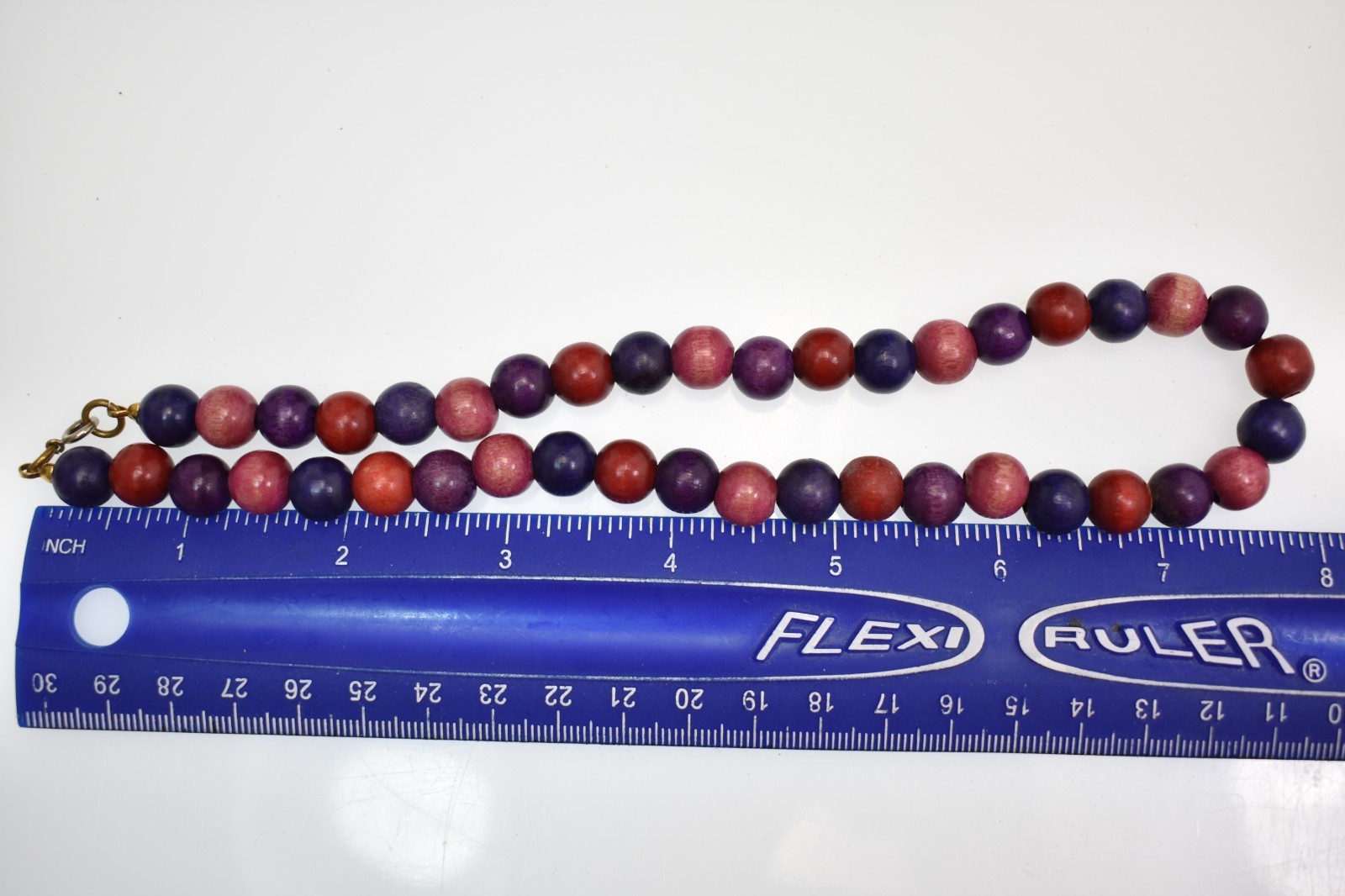 Vintage Red purple and blue wooden beaded necklace