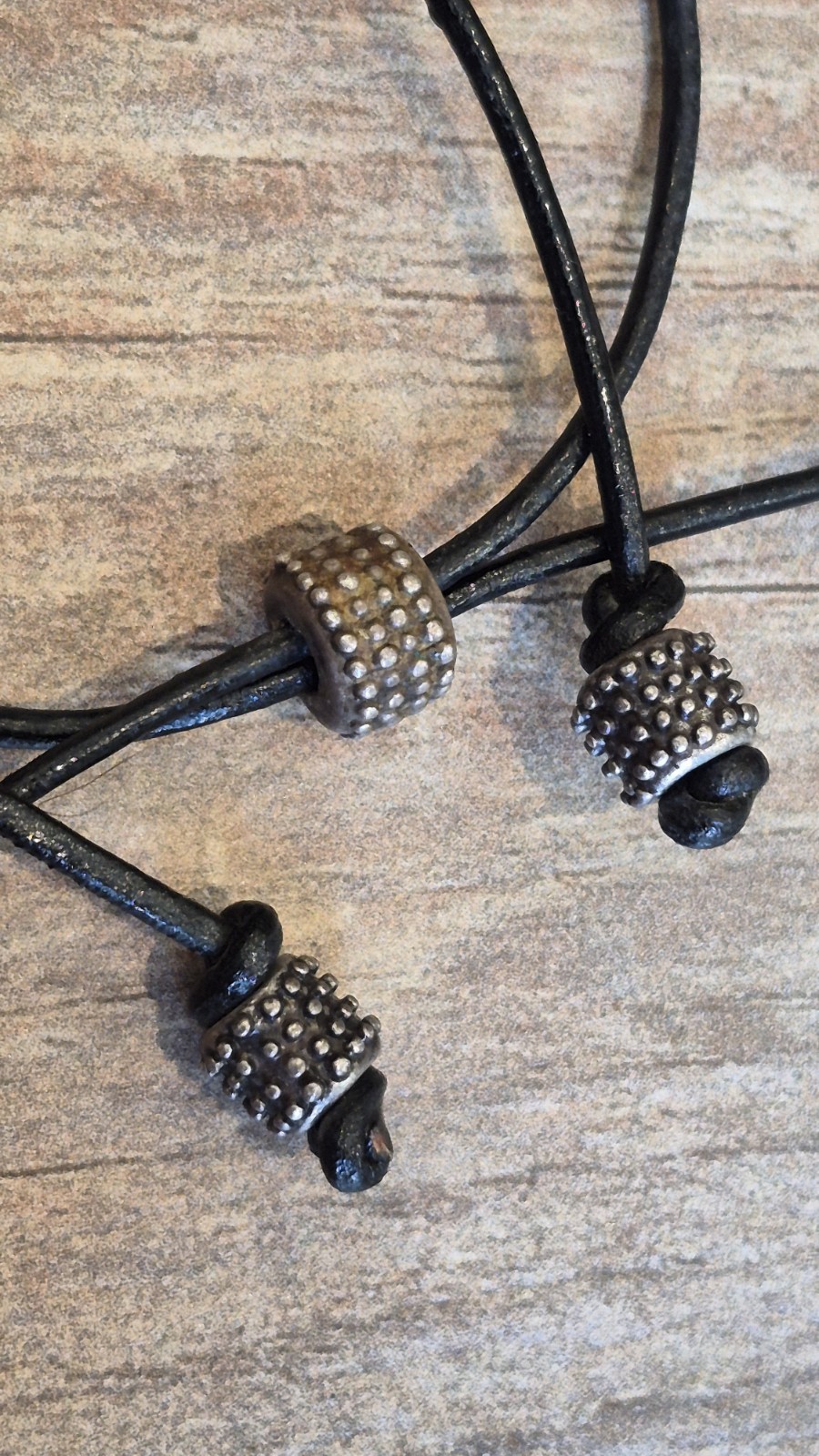 Vintage Eclectic Charm Bead Adjustable Length Leather Cord Necklace