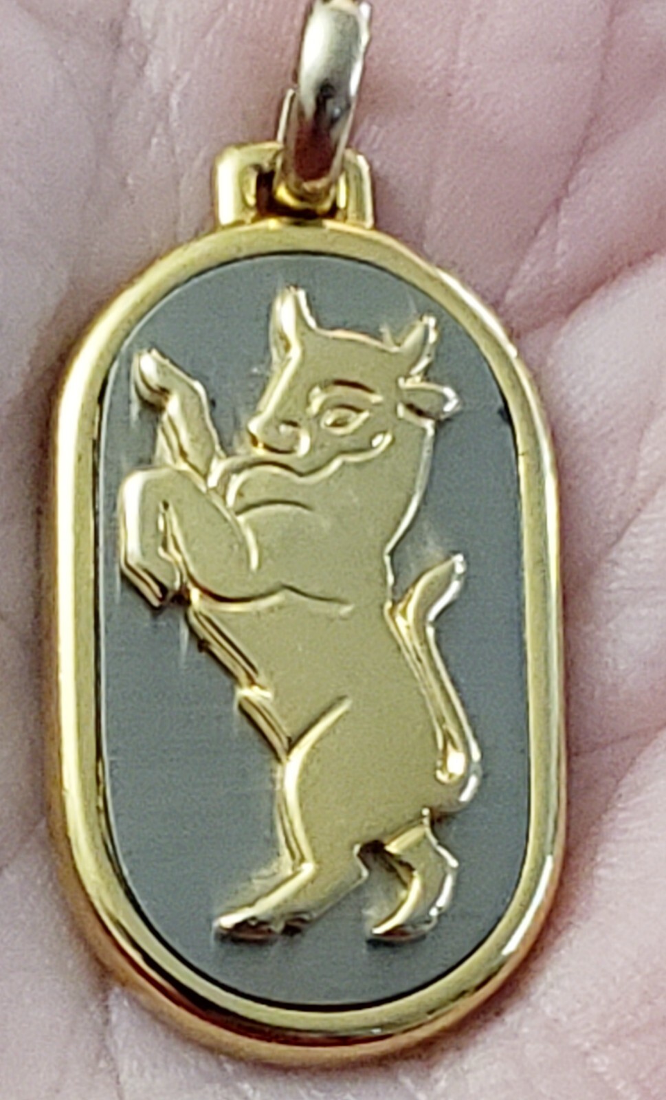 Vintage Taurus May Horoscope Astrology Sign Goldtone Gold Tone Pendant Charm