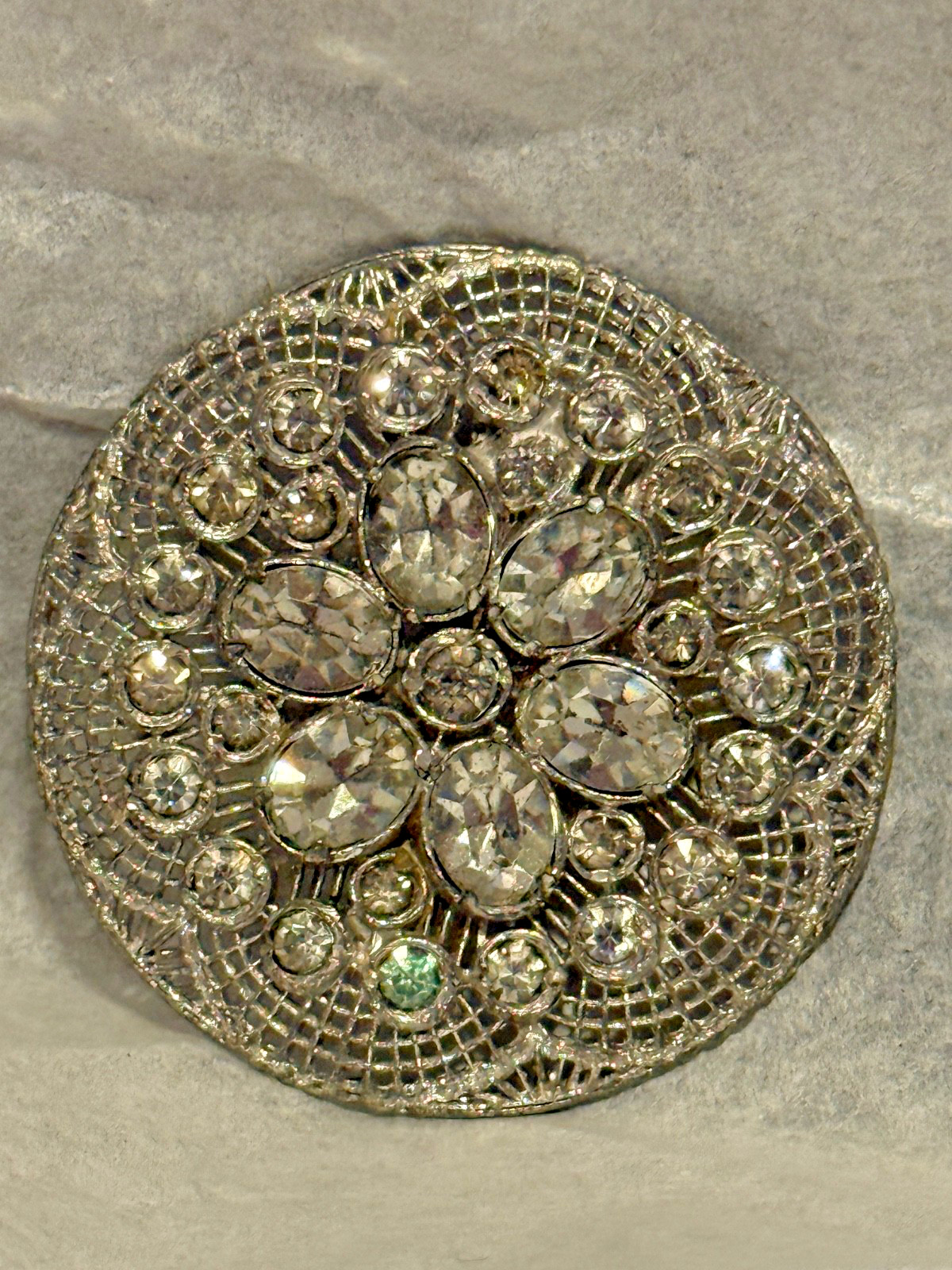 Vintage Filigree Silver Flower Brooch 1 3/4 size with safety clasp