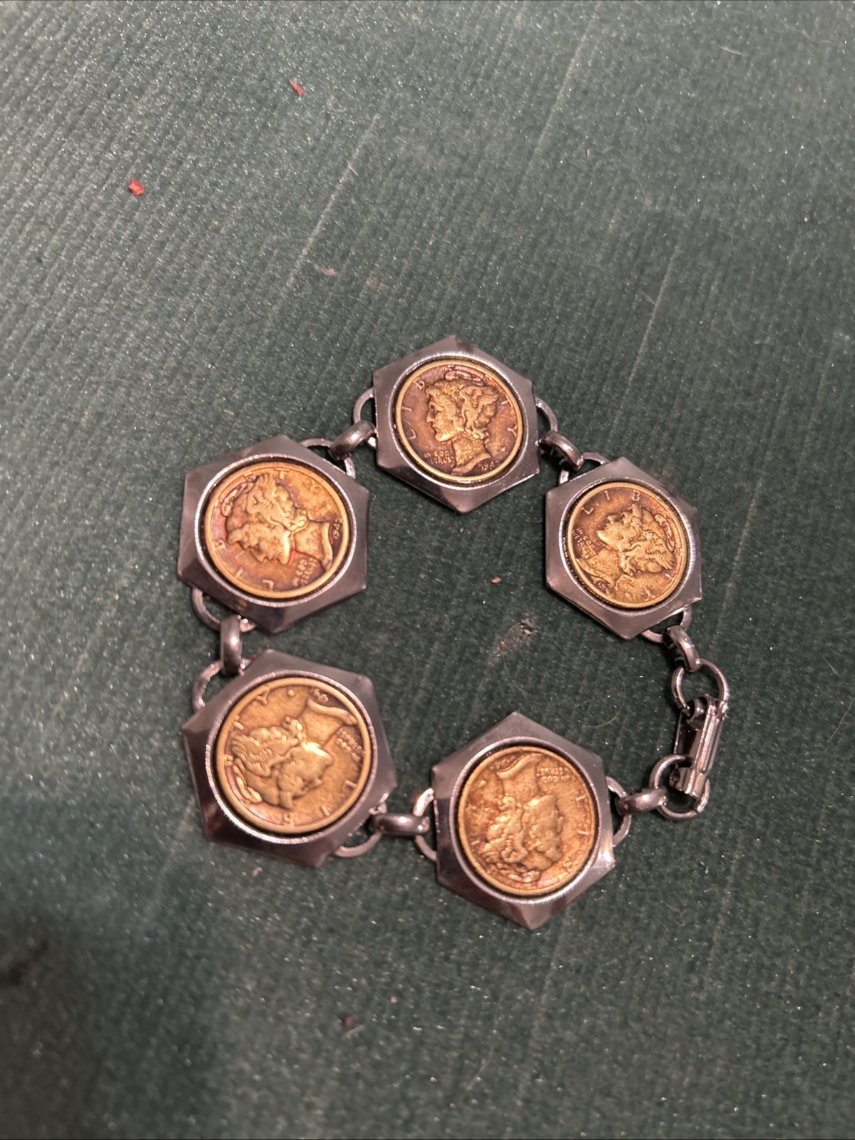 MERCURY DIME Coin Jewelry BRACELET 7.5″ 90% Silver Not Sterling Holders
