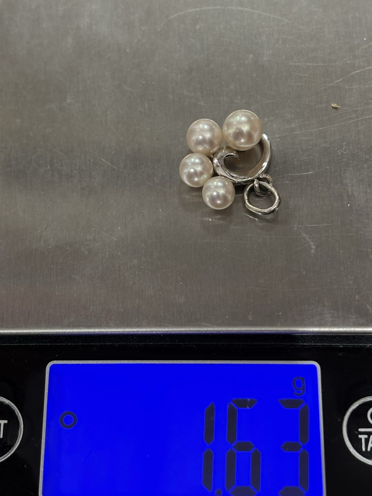 Vintage Sterling Silver Mikimoto Akoya Pearl Pendant 4 Pearls Swirl Charm .75″