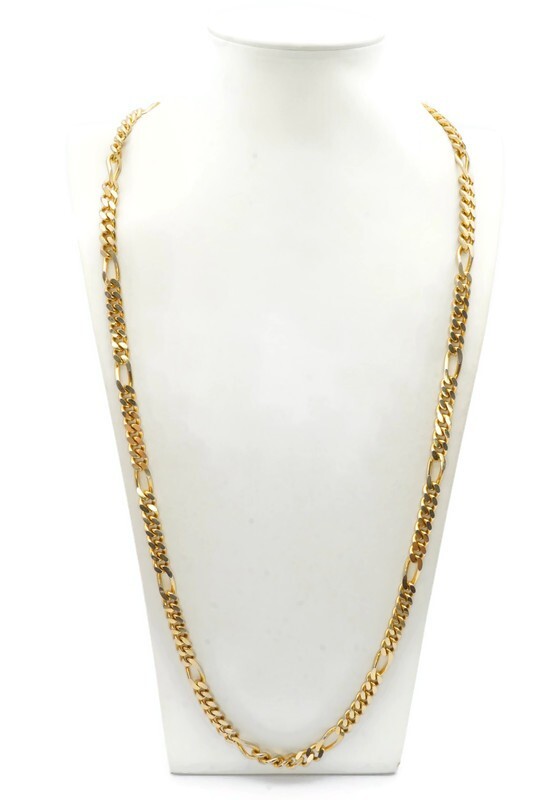 Vintage Necklace Gold Tone Figaro Link 32.5″ 7.7mm