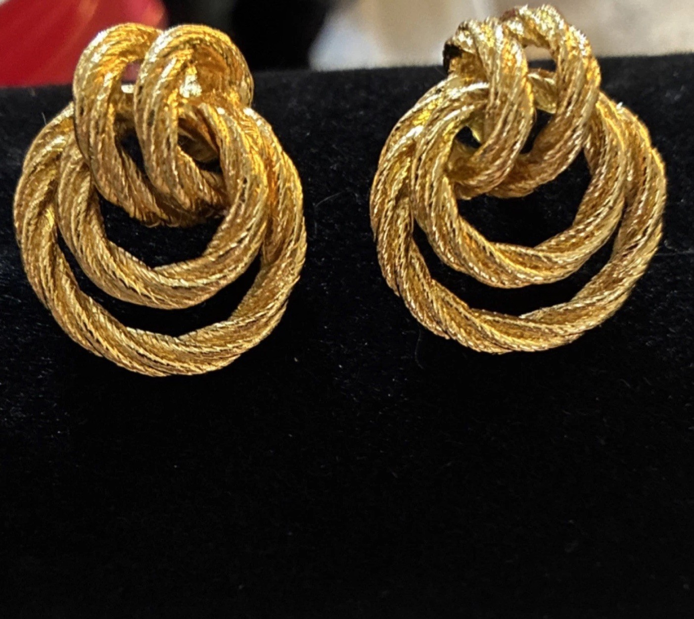 Vintage Gold Tone Knot Earrings Butterfly Back Fashion Jewelry