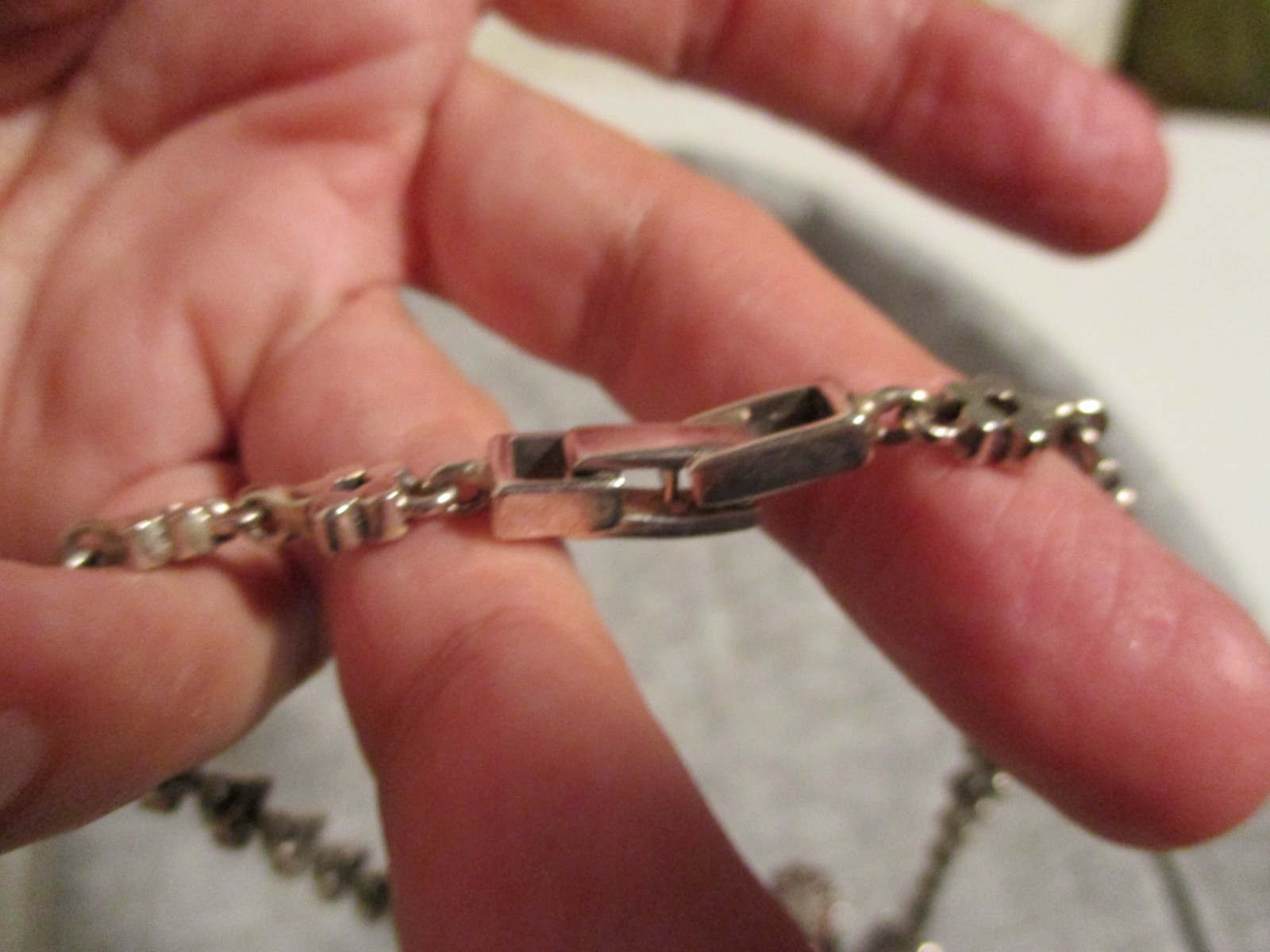 vintage GARNET necklace Sterling Silver 925 Czech 2 oz. sparkly Marcasites 17.5″