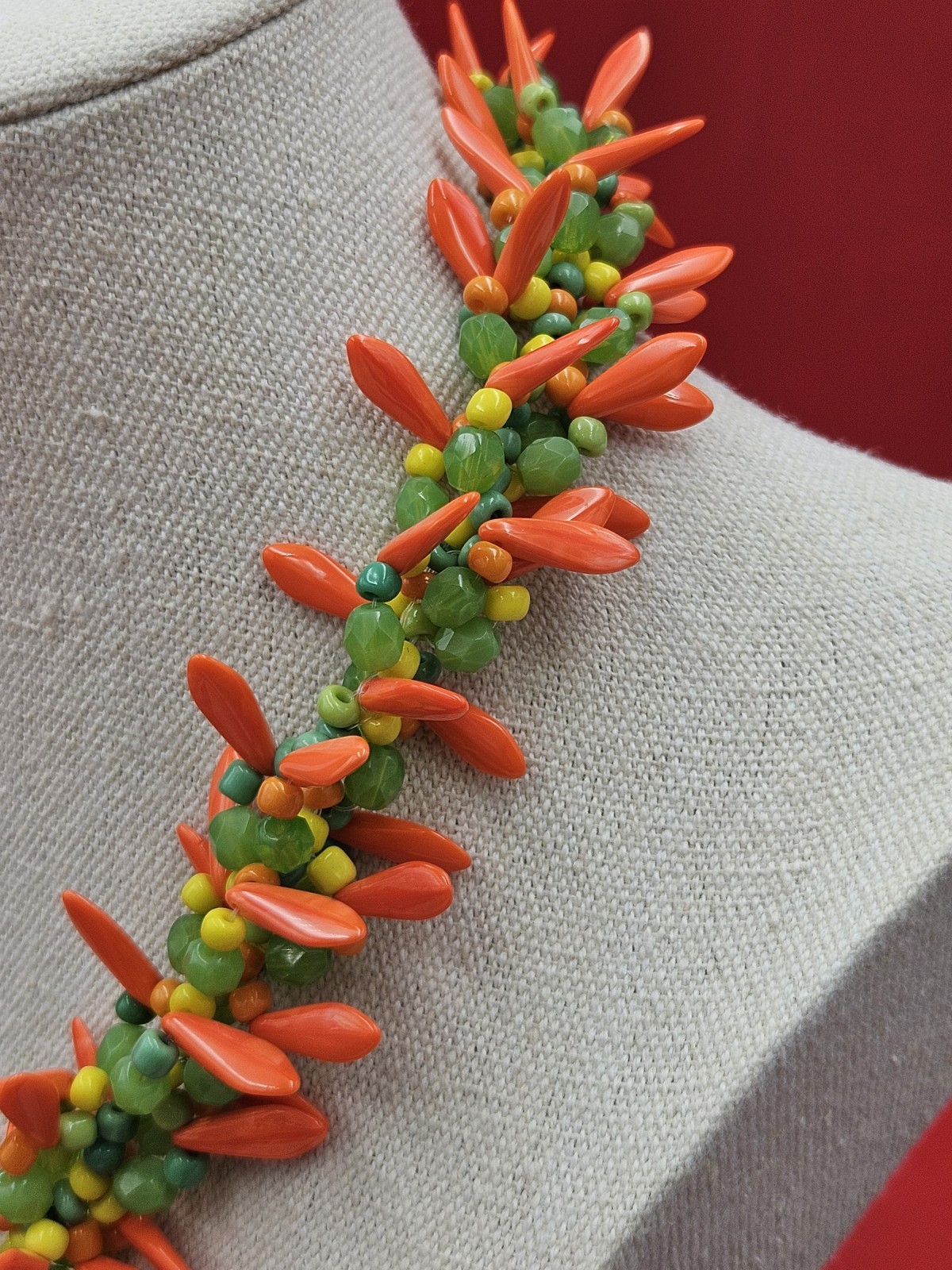 Vintage Colorful Glass Beaded Tutti Frutti Necklace Corn Carrots Peas