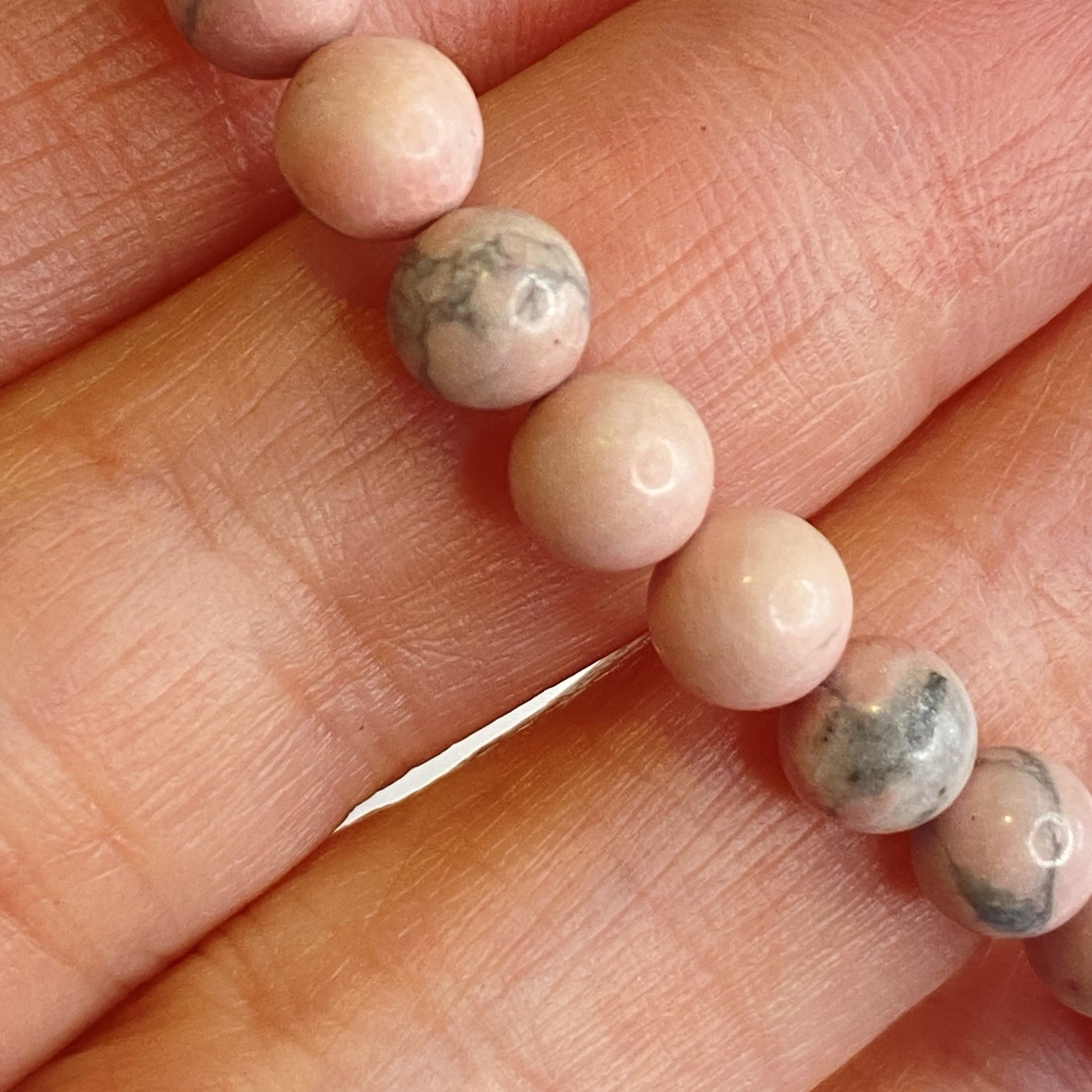 Vintage Pink Stone Necklace Natural Beaded Handmade Statement Artisan Rhodonite?
