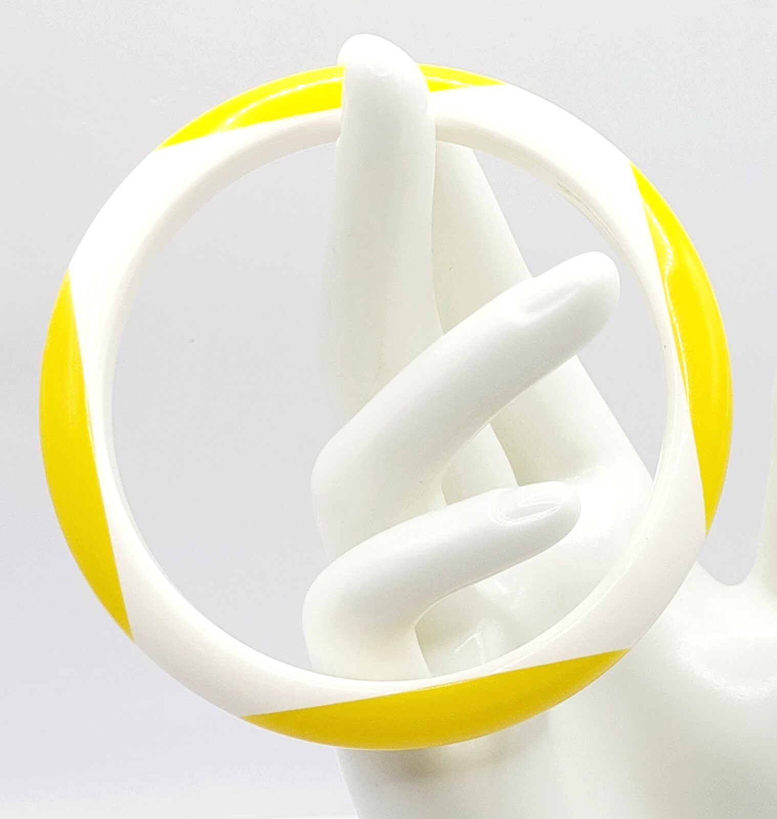 Yellow and White Lucite Vintage 1980s Bangle Bracelet Retro Style