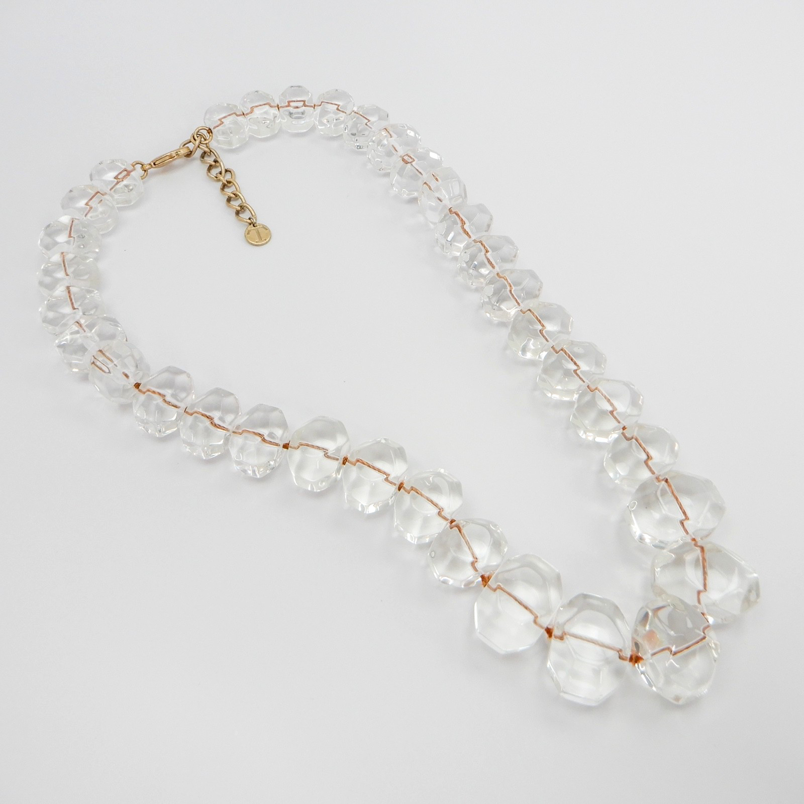 Clear Lucite Chunky Bead Necklace 22 Inches Translucent “T” Talbots