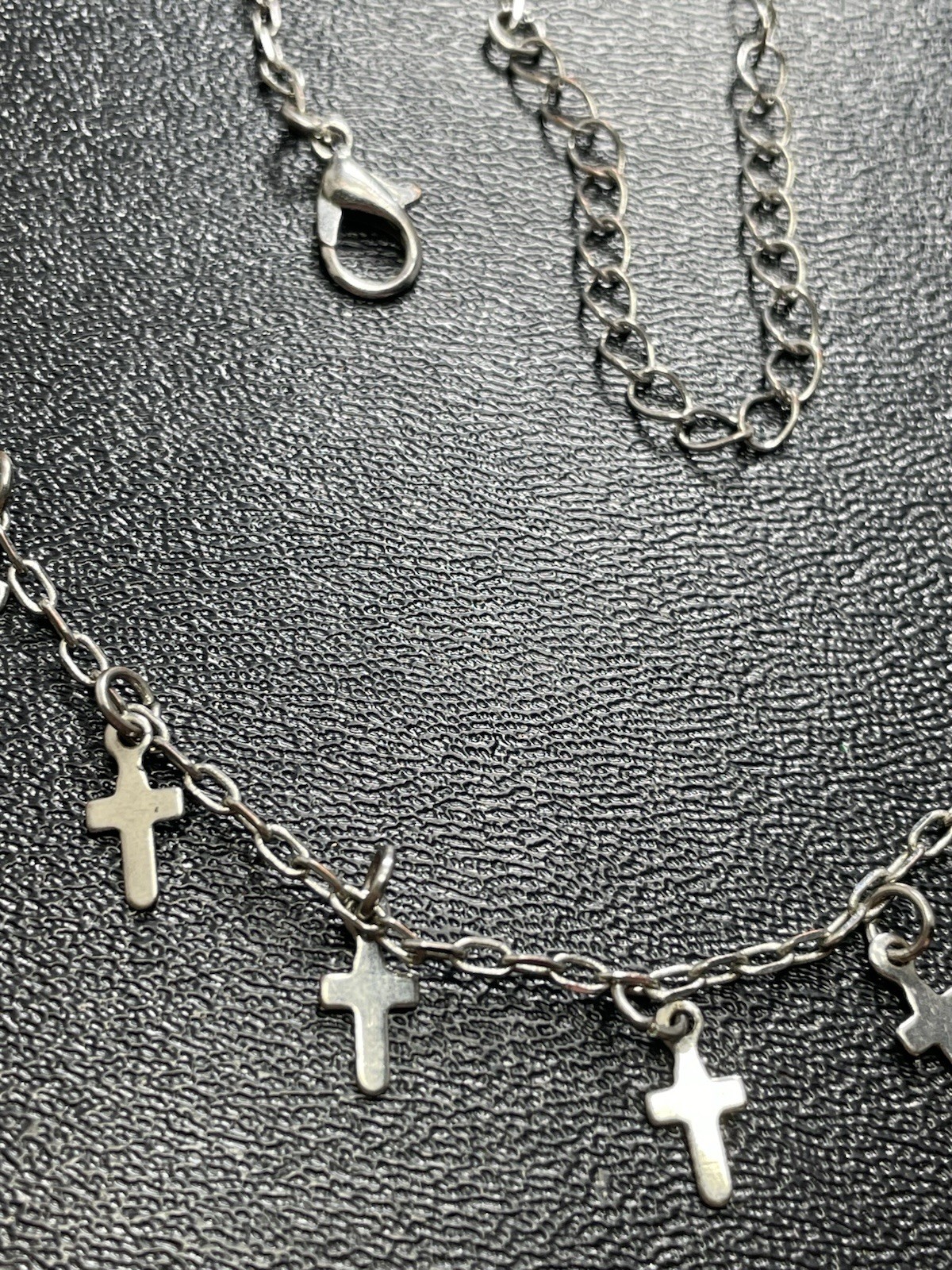 Vintage 15-17” Cross Charm Silver Tone Chain Necklace