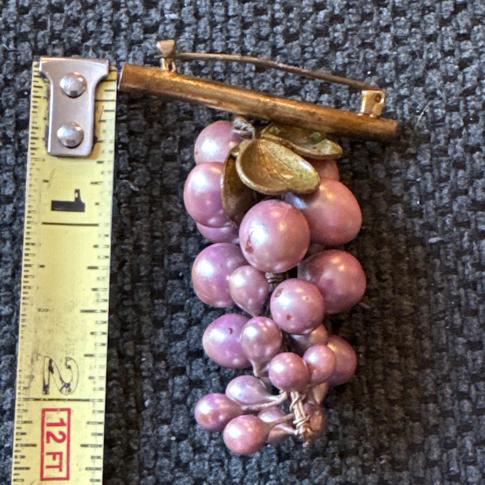 Vintage Brooch-Bunch Of Grapes-Faux Pearls