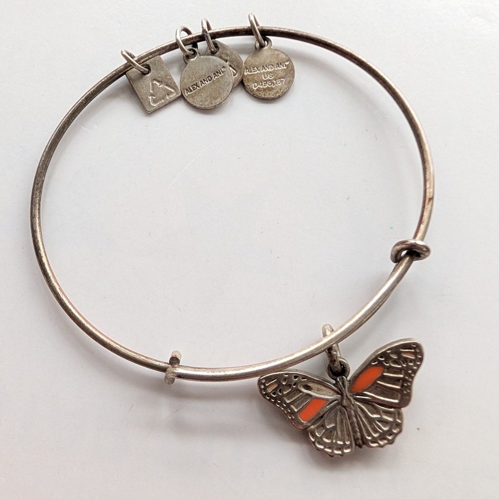 Alex And Ani Light Gold Tone Y2K Butterfly Charm Layering Bangle Bracelet