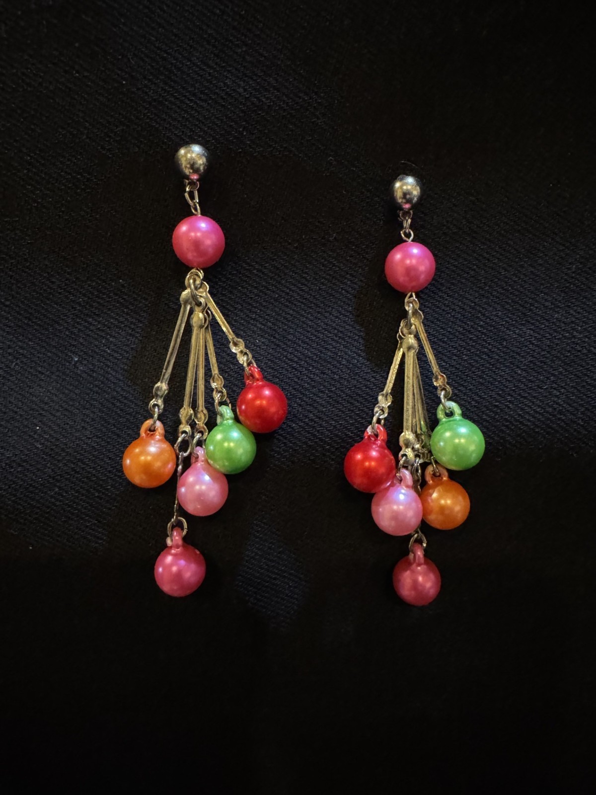 Mod MCM Pink Ball Drop Dangle Vintage Post Earrings 1950’s 1960’sBeautiful & Fun