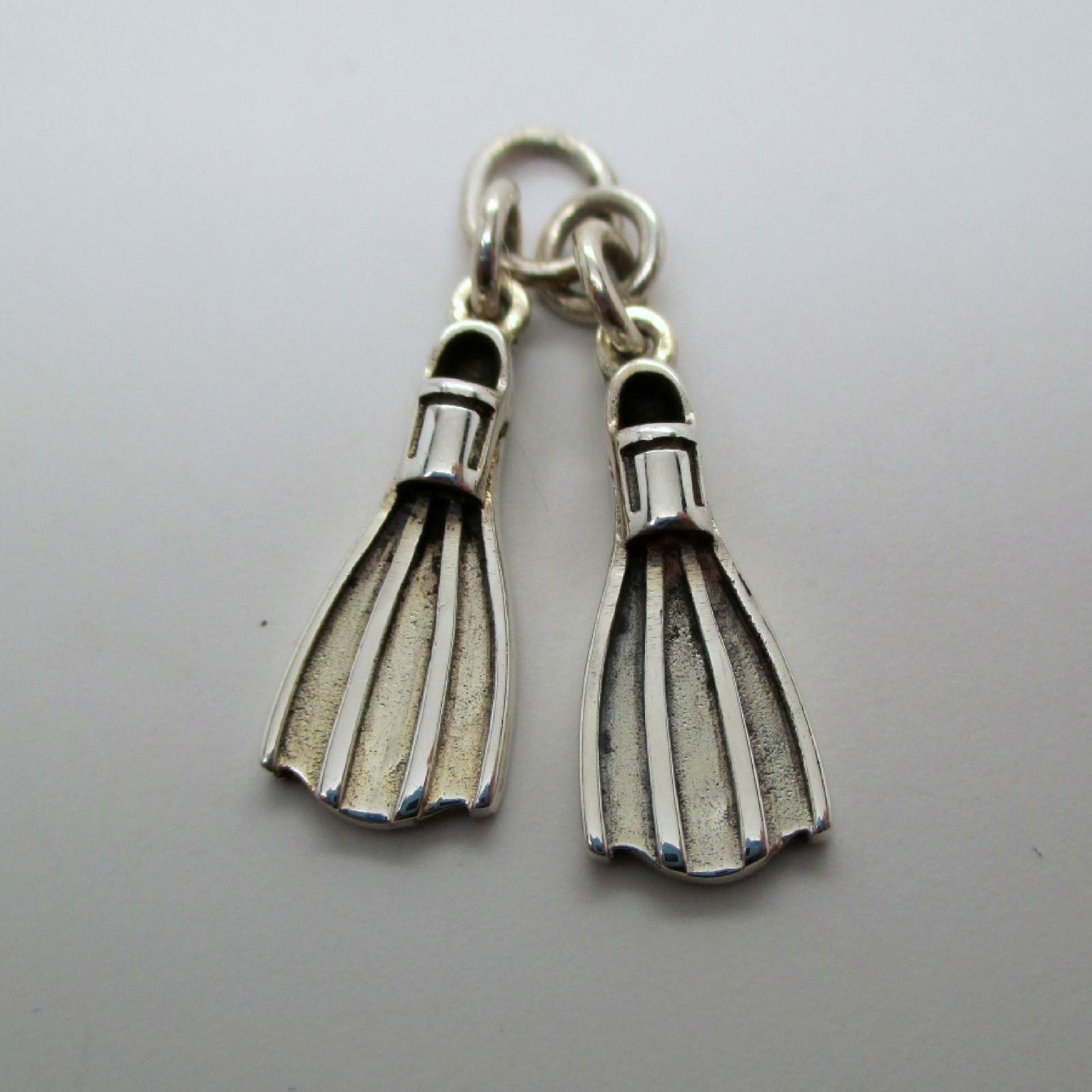 Sterling Silver SWIM FINS Charm for Bracelet PENDANT Scuba Diver Gift CUTE!