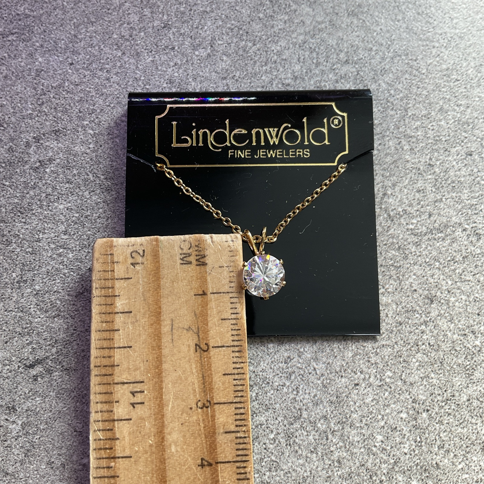 Lindenwold Fine Jewelers Gold-Tone 16″ Necklace Round Cubic Zirconia Vintage NEW