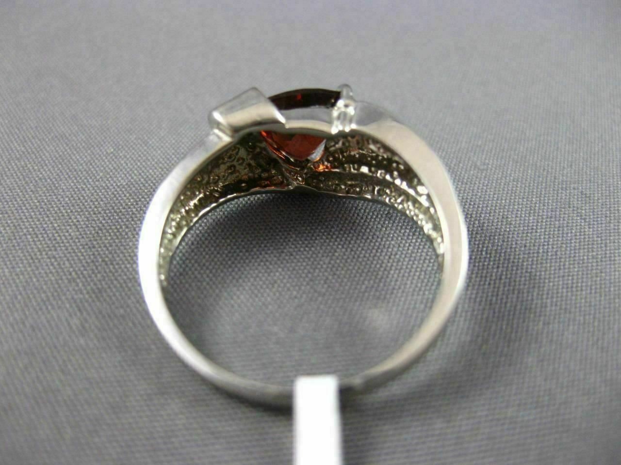 ESTATE 1.53CT DIAMOND & AAA TRILLION CUT GARNET 14KT WHITE GOLD 3D LOVE FUN RING