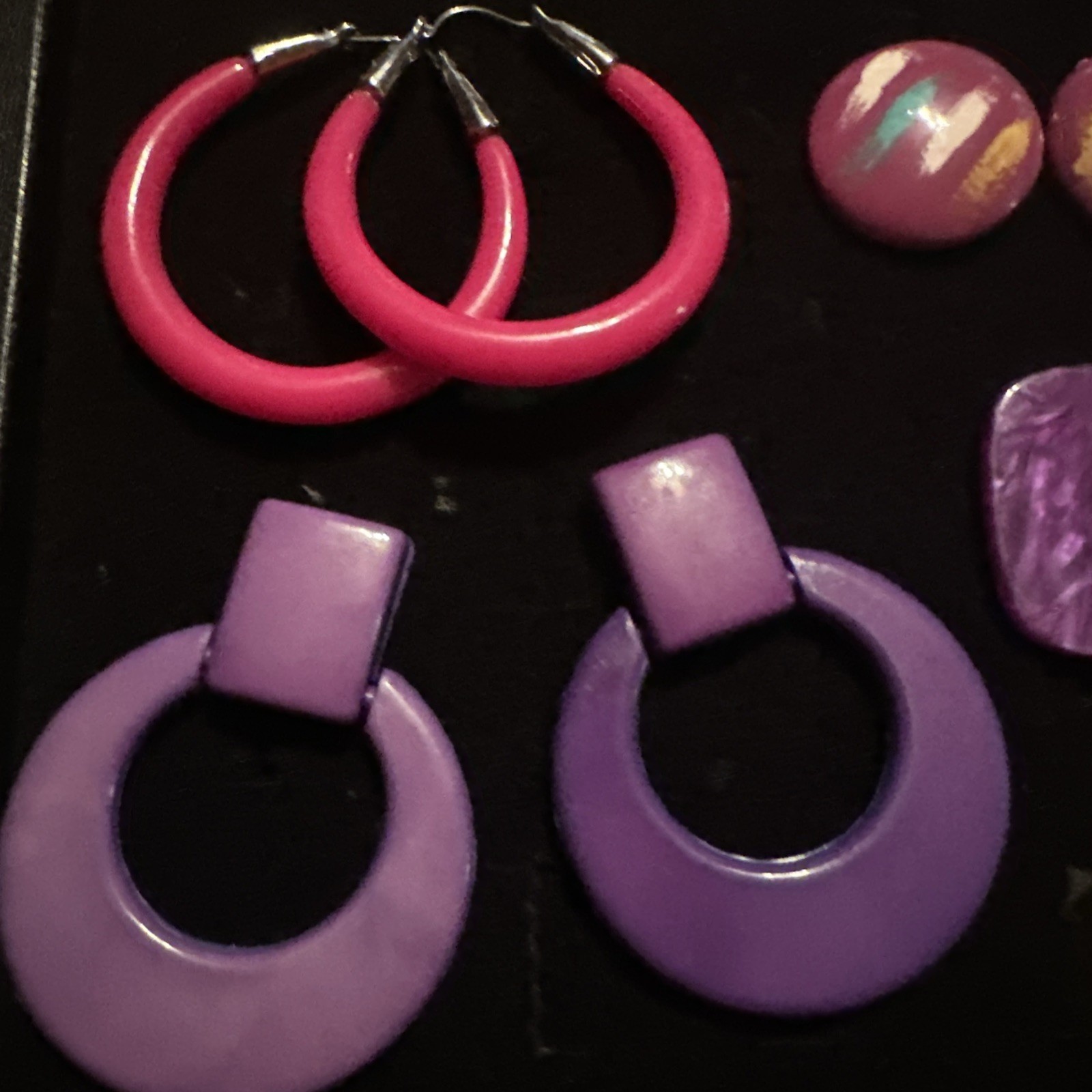 Vintage Costume Jewelry Lot Chunky Bold 80s Earrings Colorful Pop Retro Bold 1