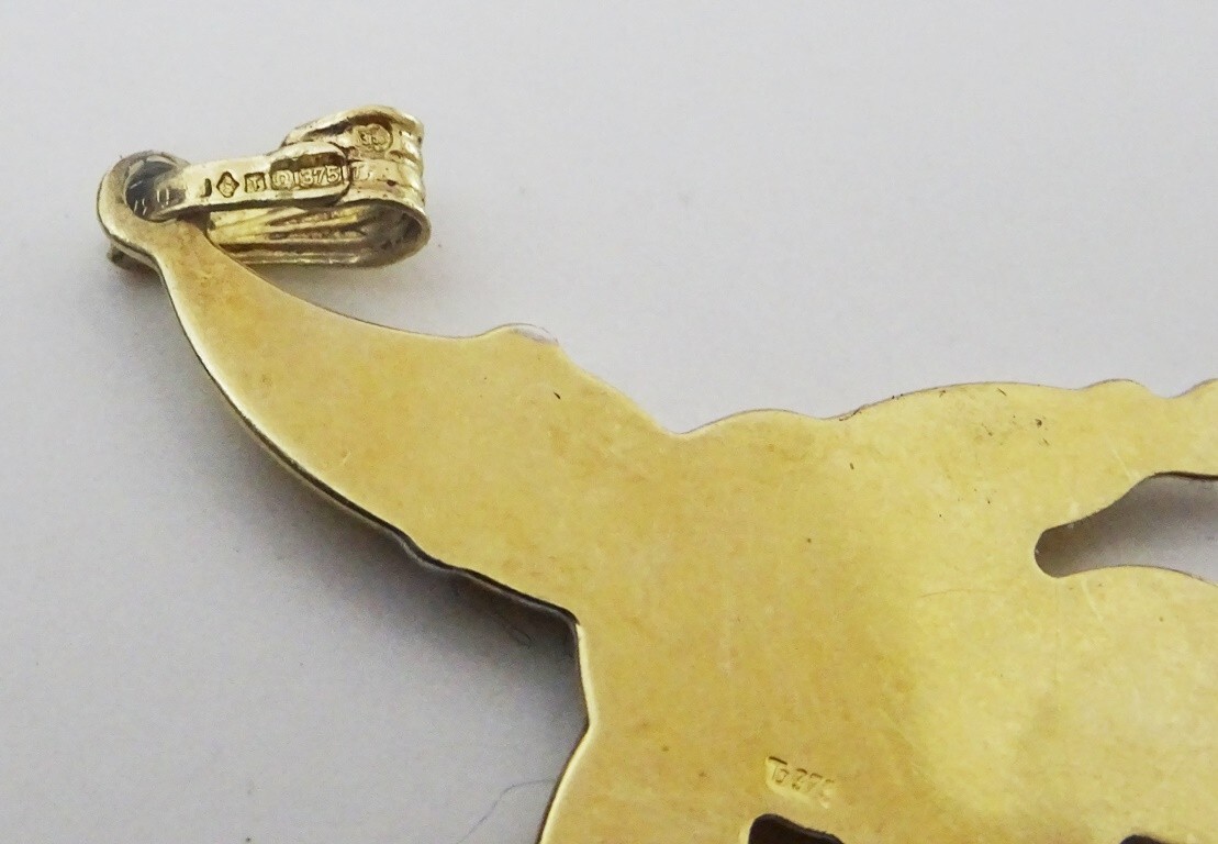 Vintage 9 karat Yellow and White Gold Charm of Jester – Clown
