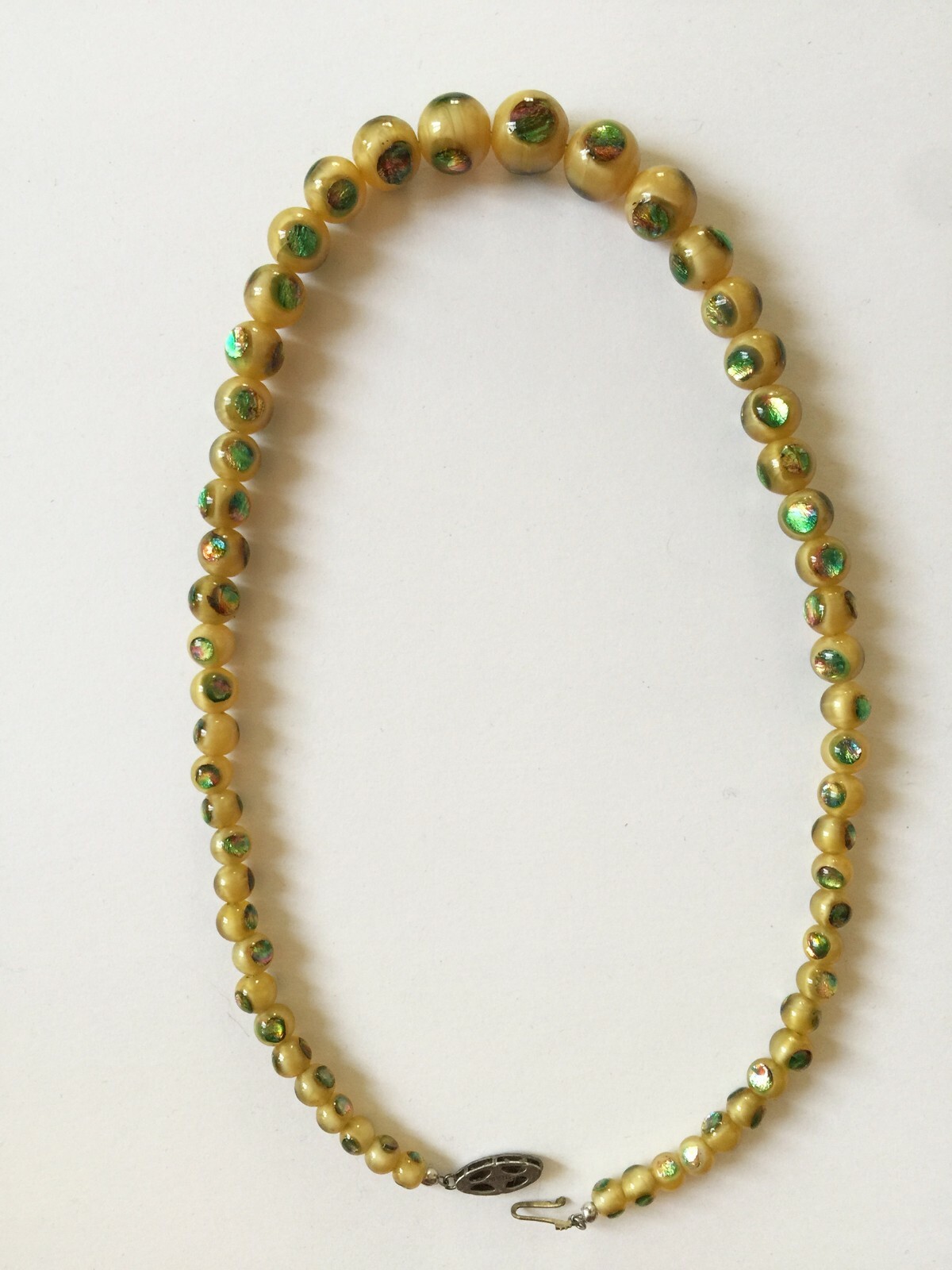 Rare Antique Art Deco Peacock Eye Glass Graduated Beads Circa 1920’s